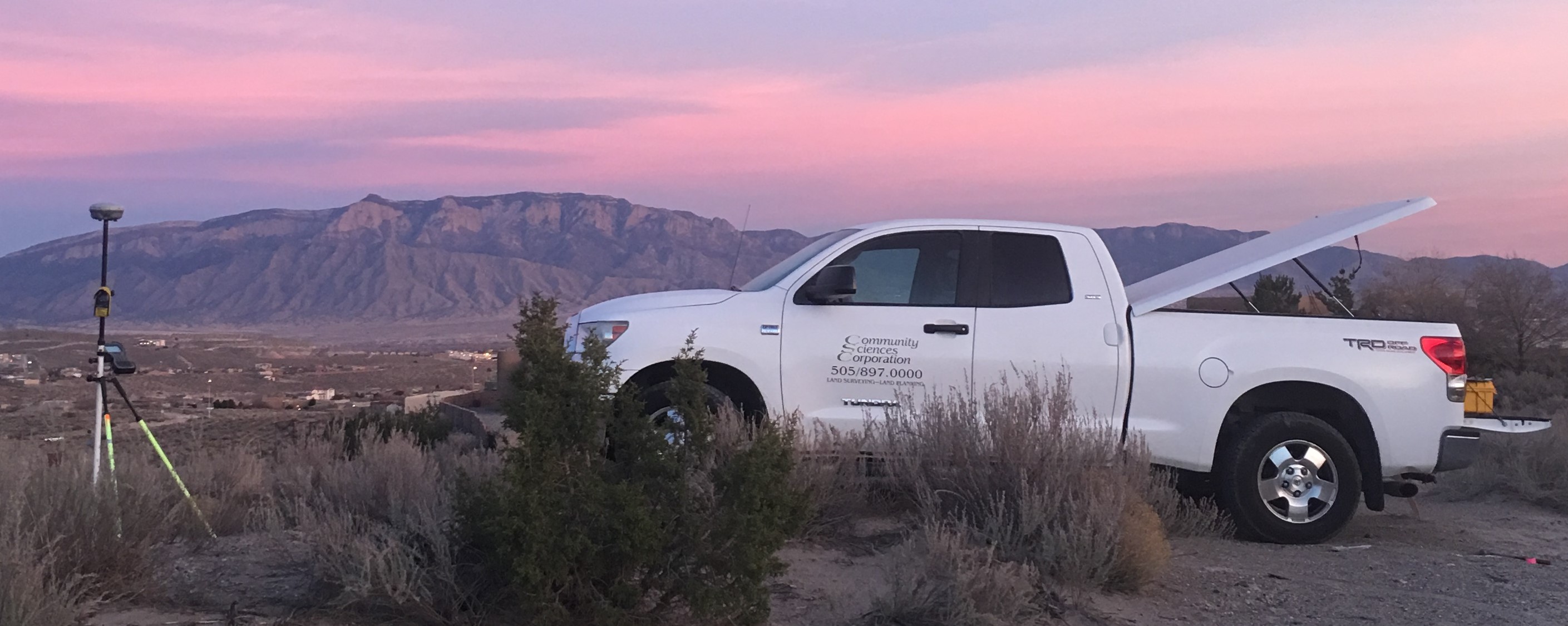 Our truck doing a mortgage survey in New Mexico.